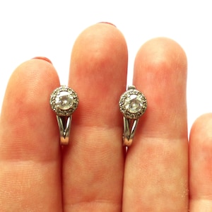 Vintage small sterling silver 925 earrings with cubic zirconia Russian silver earrings cubic zirconia Vintage jewelry Gift ideas for Her