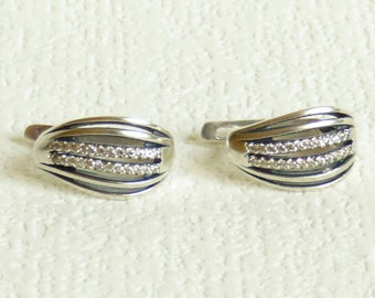 Sterling Silber 925 Ohrringe mit Zirkonia Vintage Ohrringe Vintage Schmuck russischen Silberohrringe Hochzeitsohrringe Mutter Geschenk Frau