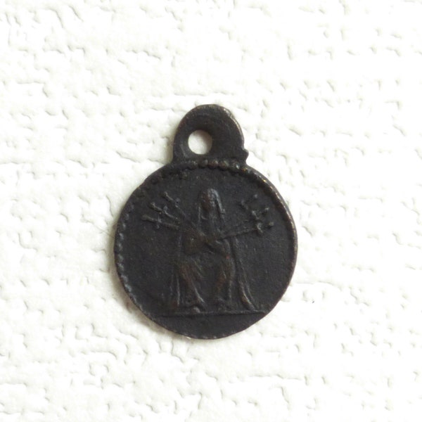 Antique tiny Bronze medal Mother of God of Seven arrows Catholic medal Collectible bronze medal Ancient religious medal 1800s bronze medal