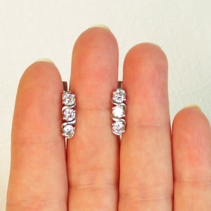 Vintage sterling silver earrings with cubic zirconia Wedding earrings Russian silver earrings Vintage jewelry Wife gift Girlfriend gift