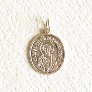 Vintage Orthodox medallion of St Sergey of Radonezh Sterling silver 925 Russian Icone Christian Silver protective amulet Religious jewelry