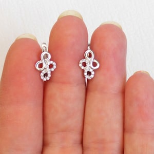 Vintage tiny sterling silver earrings with cubic zirconia Vintage jewelry Russian silver 925 earrings Daughter gift Rusian silver jewelry