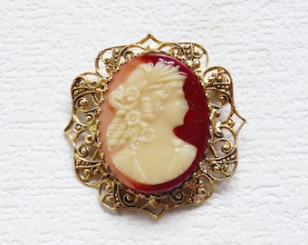 Vintage Cameo brosch nål Mässings cameo Vintage Cameo smycken Cameo nål Fru smycke present Mormor present Mors dag present Vintage smycken