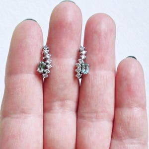 Vintage sterling silver 925 small earrings with blue topaz and cubic zirconia Vintage earrings Vintage jewelry Bridal earrings Russian