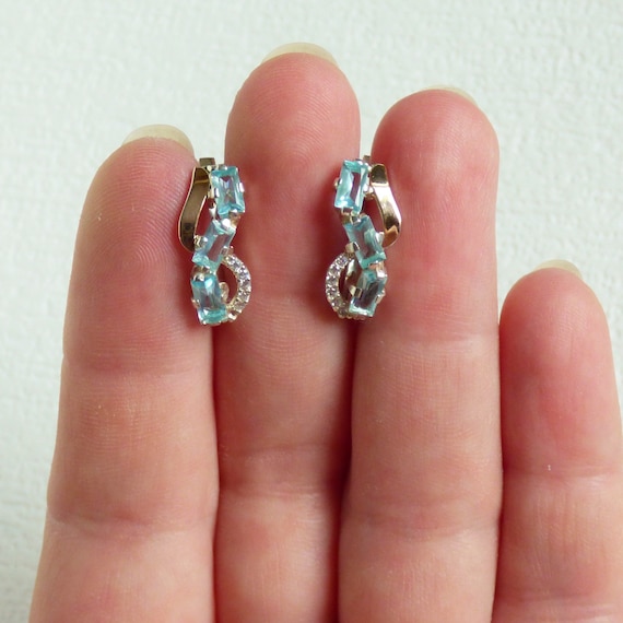 Vintage sterling 875 gold 9K earrings with cubic z