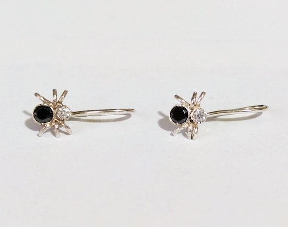 Vintage tiny sterling silver earrings Spiders