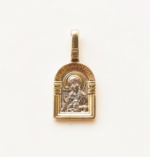 Vintage sterling silver Orthodox amulet Saint Mary Guardian Angel amulet Teachers amulet Religious medallion Woman amulet Protective amulet