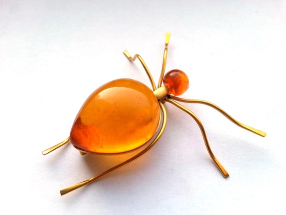 Vintage Baltic amber brooch Spider Brooch Insect V