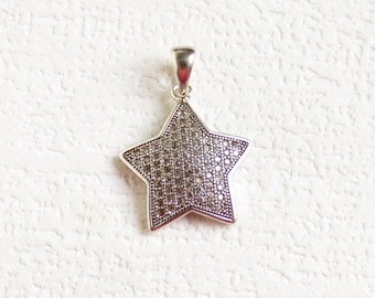 Vintage sterling silver 925 Star pendant with cubic zirconia