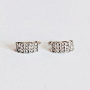 Vintage small earrings sterling silver 925 with cubic zirconia Wedding earrings Vintage jewelry Russian silver earrings Wife gift Mother