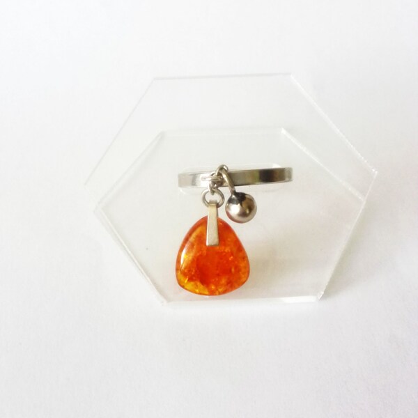 Vintage Zilveren Ring met Baltisch amber Hangers Vintage sieraden vrouw sieraden cadeau vriendin cadeau dochter cadeau