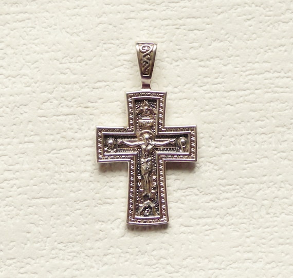 Vintage Sterling Orthodox Cross Necklace Vintage Sterling Silver