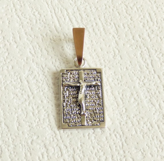 Vintage sterling silver Crucifix Prayer Orthodox … - image 1