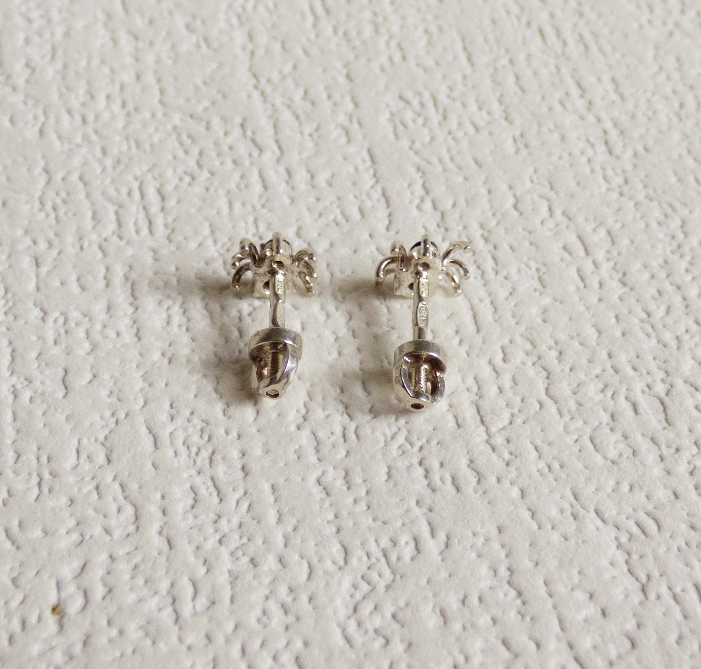 Vintage Tiny Sterling Silver Stud Earrings Spiders With Black - Etsy