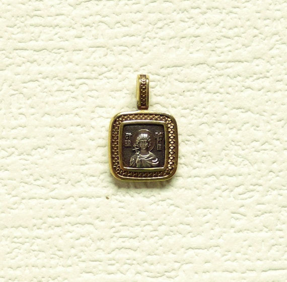 Vintage sterling silver Orthodox amulet pendant St George Guardian Angel amulet Small religious pendant Woman amulet Protective amulet