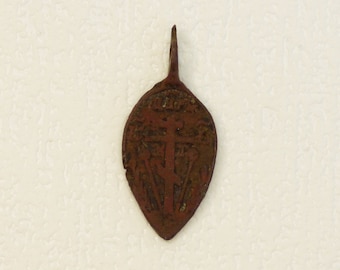 Sällsynt! Antik bronsmedalj, religiös medalj, korsmedalj från 1700-talet, samlarmedalj, forntida medaljföremål, gammal bronsamulett