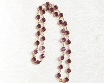 Vintage Bezel necklace Austrian crystals Purple gold tone necklace Vintage necklace for woman Vintage jewelry Mother gift necklace Wife gift