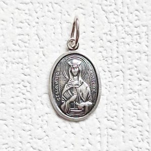 Vintage Orthodox amulet St. Ekaterina Sterling silver Religious medallion Russian Icone pendant Woman amulet Godchild gift Orthodox amulet