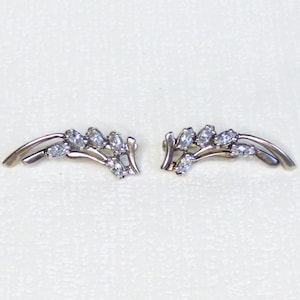 Vintage sterling silver 925 earrings with cubic zirconia Wedding silver earrings Vintage jewelry Russian silver earrings Wife gift w