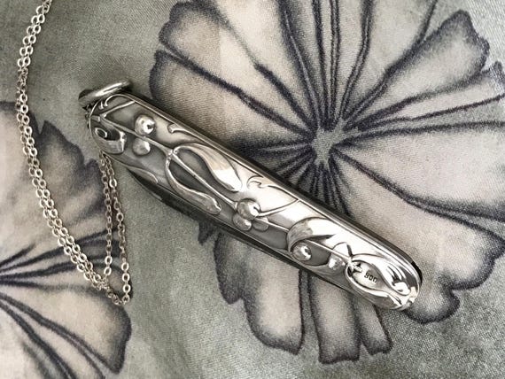 FRENCH Solid Silver PENDANT Chatelaine Double Sid… - image 4