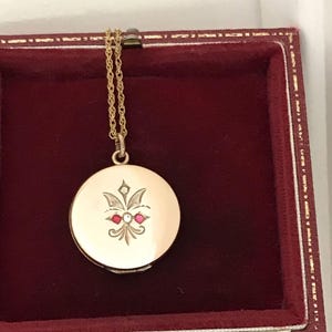 Victorian Gold Goldfilled LOCKET Fleur De Lis Crystal Jewelled Art Nouveau & Antique - Vintage Chain