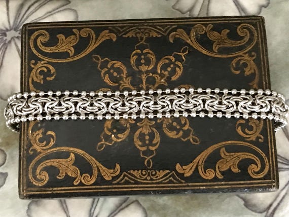 Solid Sterling Silver BRACELET Byzantine Wide Hal… - image 4