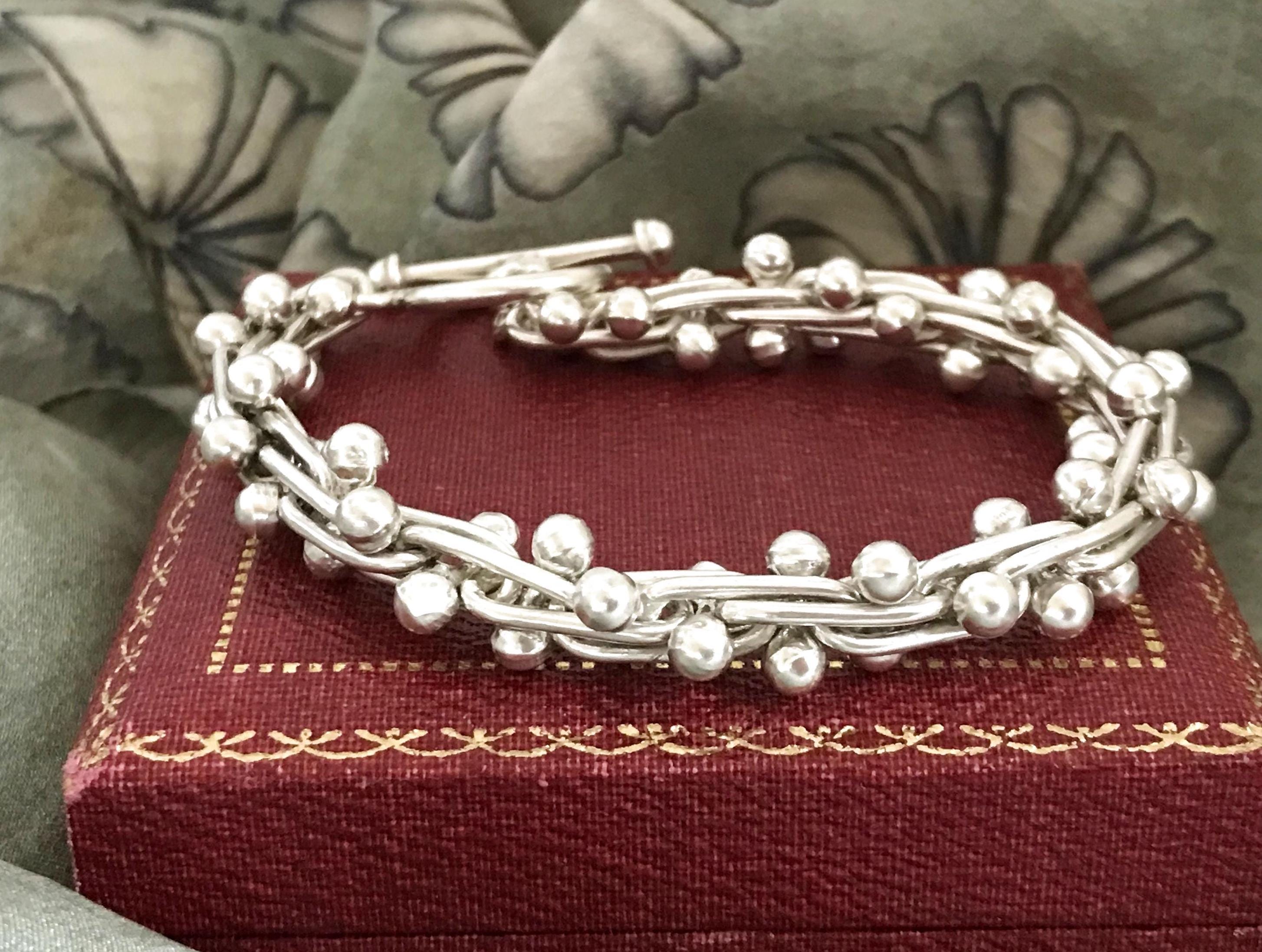 Vintage Solid Sterling Silver 925 BRACELET Link Links Ball