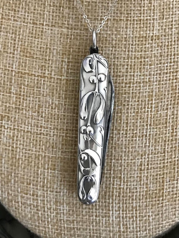 FRENCH Solid Silver PENDANT Chatelaine Double Sid… - image 3