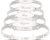 DOLCE VALENTINA Personalised Mix Size 925 Silver Baby Kid 39 s Bangle with Birthstones for Boy 39 s and Girl 39 s for Birthday, Occasion 0-10 yrs