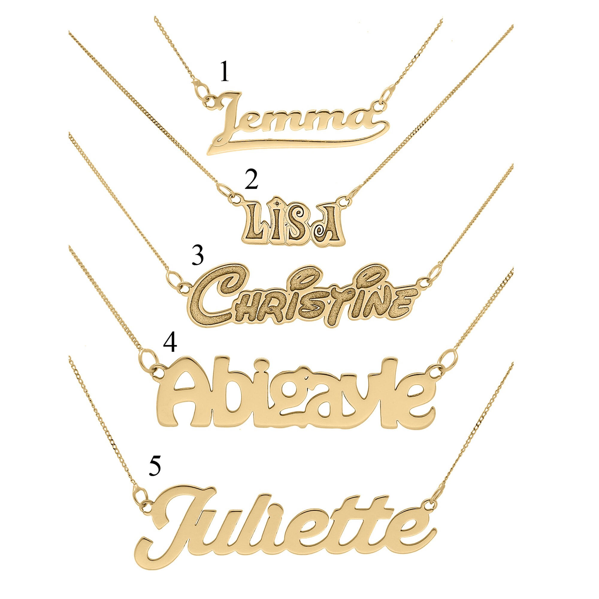 Quel Objet Juliette A T Elle Ajoute Pix Collier personnalisé en or à partir de 9 ct Any Name Nice - Etsy Canada