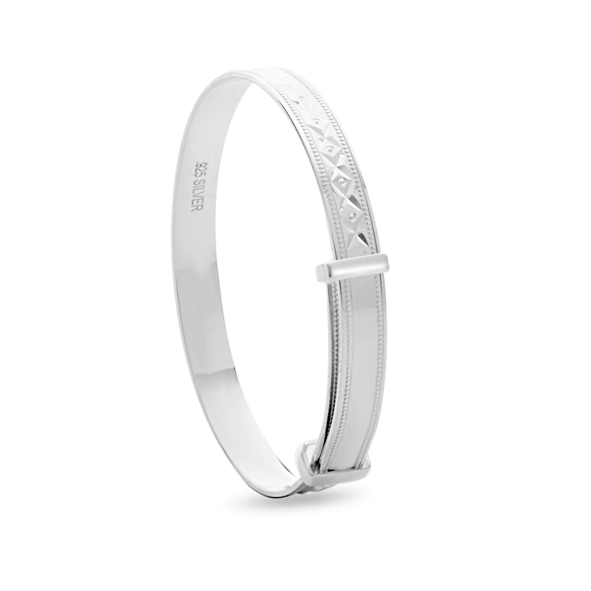 Personalised Baby Bangle 925 Sterling Silver Christening Etsy UK