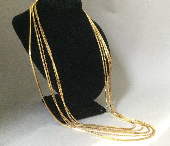 Crown Trifari Multi Strand Gold Plated Necklace - image 2