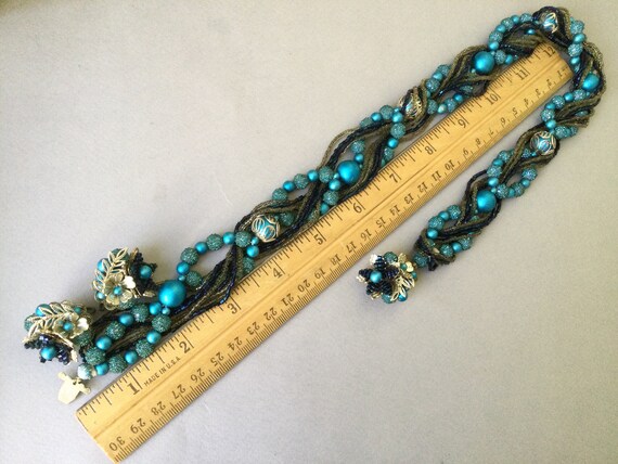 Japan MC Multi-Strand Blue and Gold Filigree Twis… - image 10