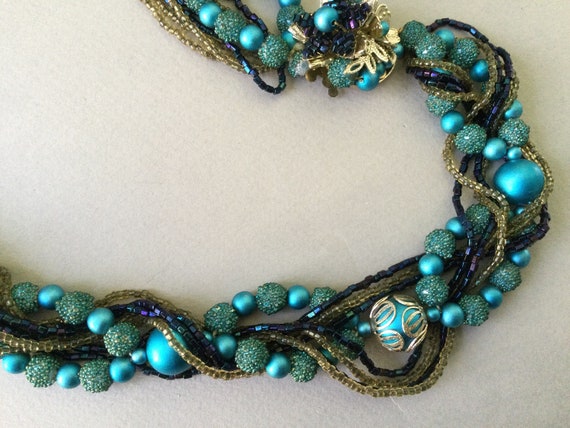 Japan MC Multi-Strand Blue and Gold Filigree Twis… - image 6