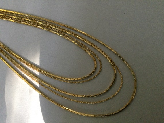 Crown Trifari Multi Strand Gold Plated Necklace - image 6