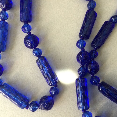 Vintage Chinese Cobalt Blue Glass shops Molded Bead 46