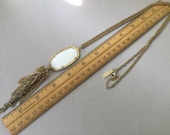 Kendra Scott Gold Tone Mother of Pearl Tassel Pendant Chain