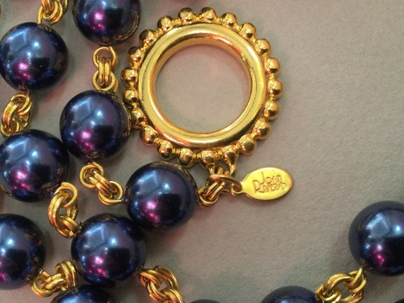 Joan Rivers Glass Pearl Midnight Blue Necklace - image 4
