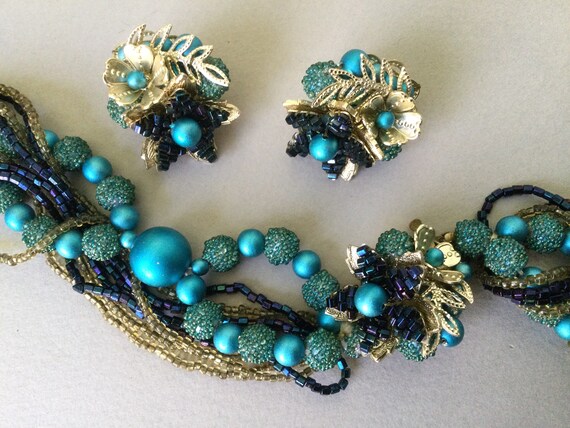 Japan MC Multi-Strand Blue and Gold Filigree Twis… - image 3