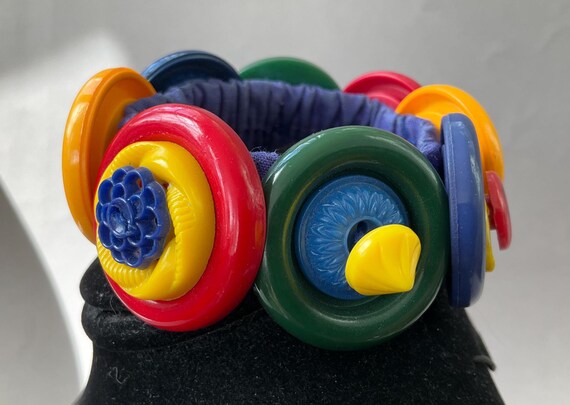 Stacked Colorful Button Elastic Bracelet - image 3