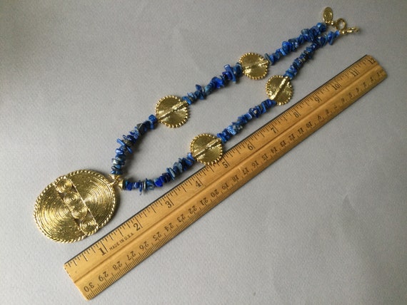 Mary McFadden Lapis Lazuli Nugget Bead and Gold M… - image 9