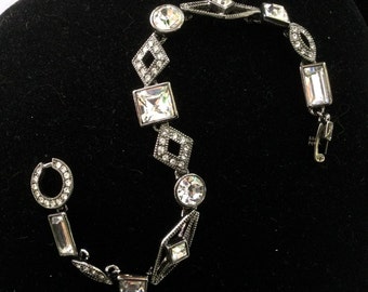 Givenchy Clear Princess Cut and Baguette Faceted Crystal Bracelet