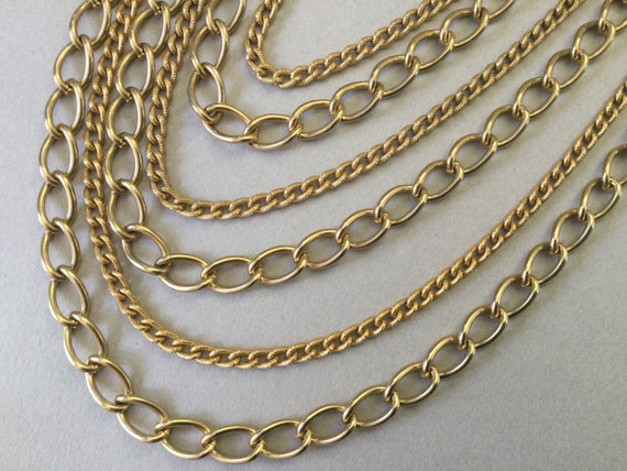 Selro Magnificent Gold Tone Multi Chain Necklace - image 5