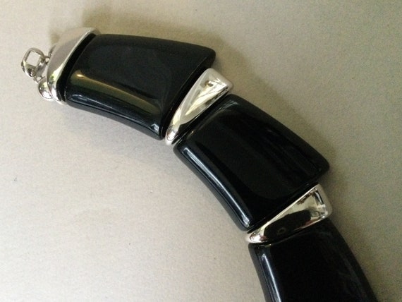 Napier Chunky Jet Collection Lucite Silver Tone S… - image 4