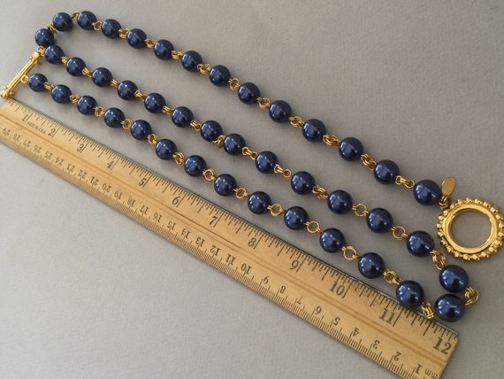 Joan Rivers Glass Pearl Midnight Blue Necklace - image 8