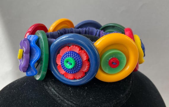 Stacked Colorful Button Elastic Bracelet - image 1