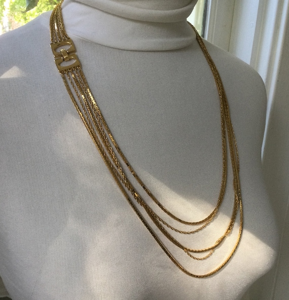 Crown Trifari Multi Strand Gold Plated Necklace