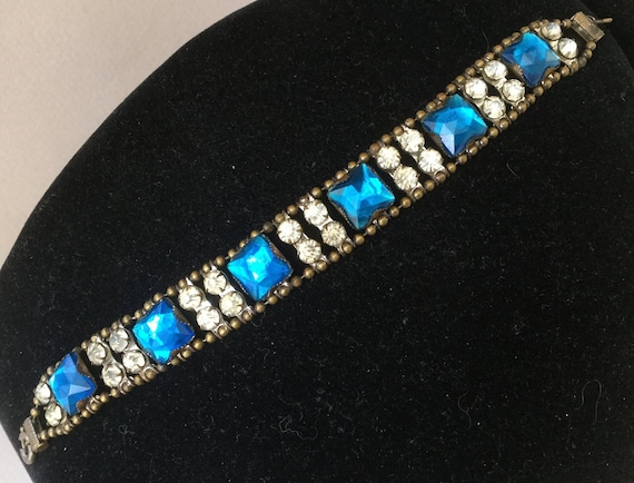 Brass Ball Chain and Blue Vauxhall Bracelet