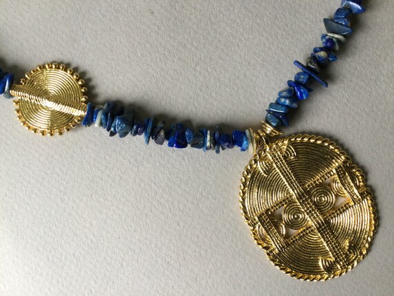 Mary McFadden Lapis Lazuli Nugget Bead and Gold M… - image 4