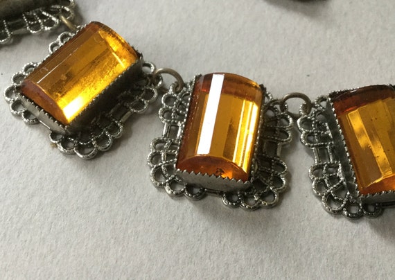 Czech Vauxhall Topaz Glass Loaf Cabochon Choker/N… - image 3